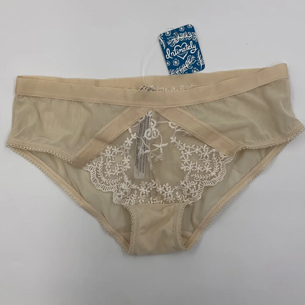 Free People Intimately Daydreamer Hipster Embroidered Mesh Panties Nude Size XS